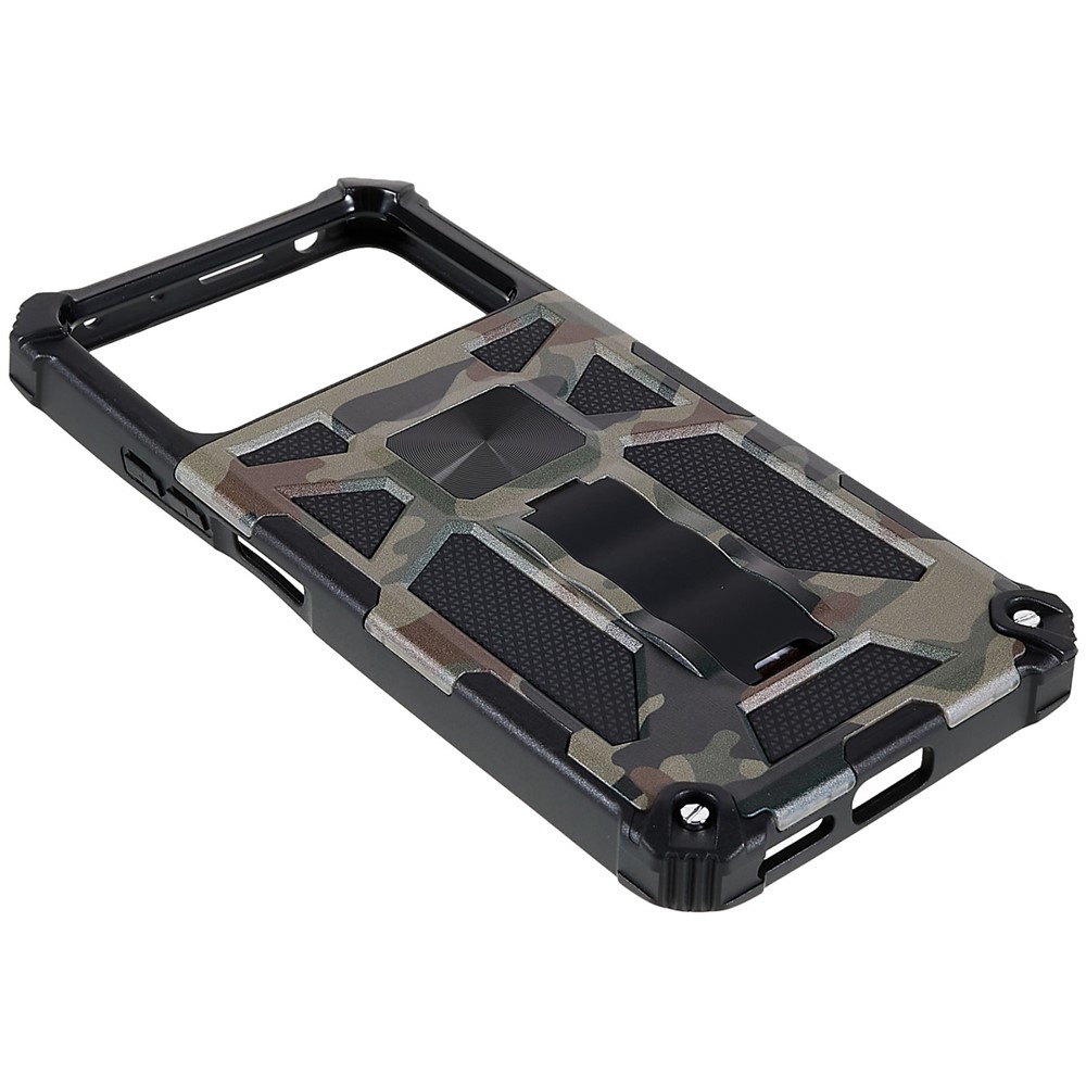For Xiaomi Poco X4 Pro 5G Shockproof Military Sturdy Kickstand Case Camouflage Pattern Well-protected PC + TPU Shell - Army Green-4