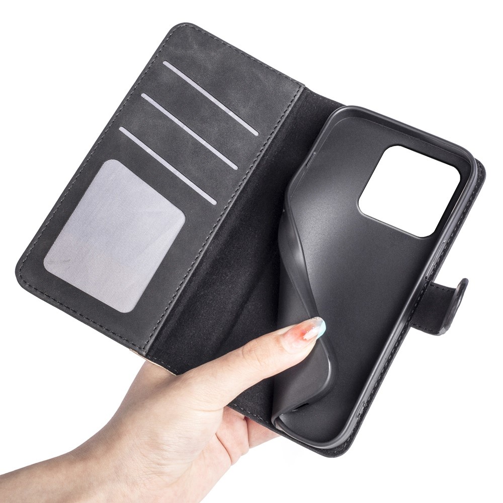 For Xiaomi Redmi 10A Drop-proof Splicing PU Leather Phone Cover Folio Flip Protective Case with Stand Wallet - Black-5