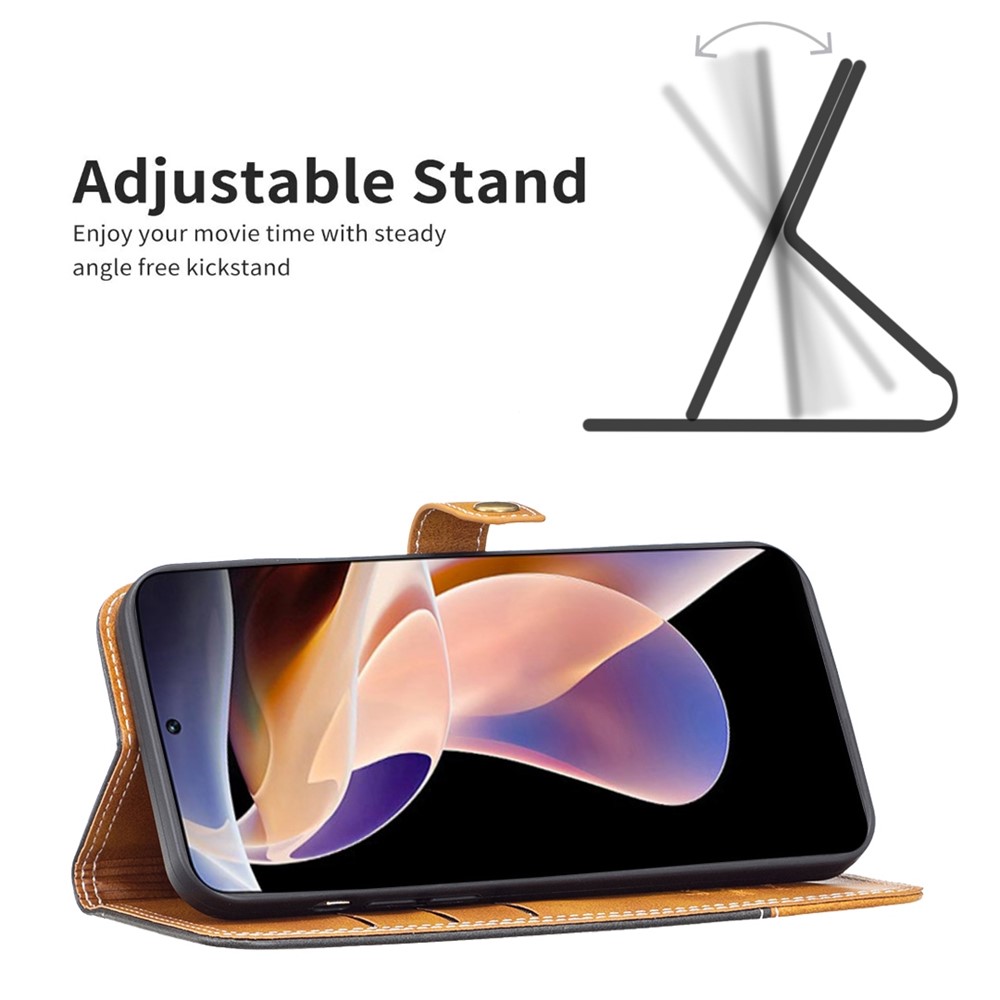 BINFEN COLOR for Xiaomi Redmi Note 9 (MTK Helio G85)/Redmi 10X 4G BF Leather Series-8 Anti-fall Full Protection Card Slots 12 Style Cover Splicing Lines Leather Phone Case with Stand - Black-2