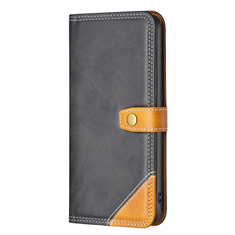 BINFEN COLOR for Xiaomi Redmi Note 9 (MTK Helio G85)/Redmi 10X 4G BF Leather Series-8 Anti-fall Full Protection Card Slots 12 Style Cover Splicing Lines Leather Phone Case with Stand - Black-6