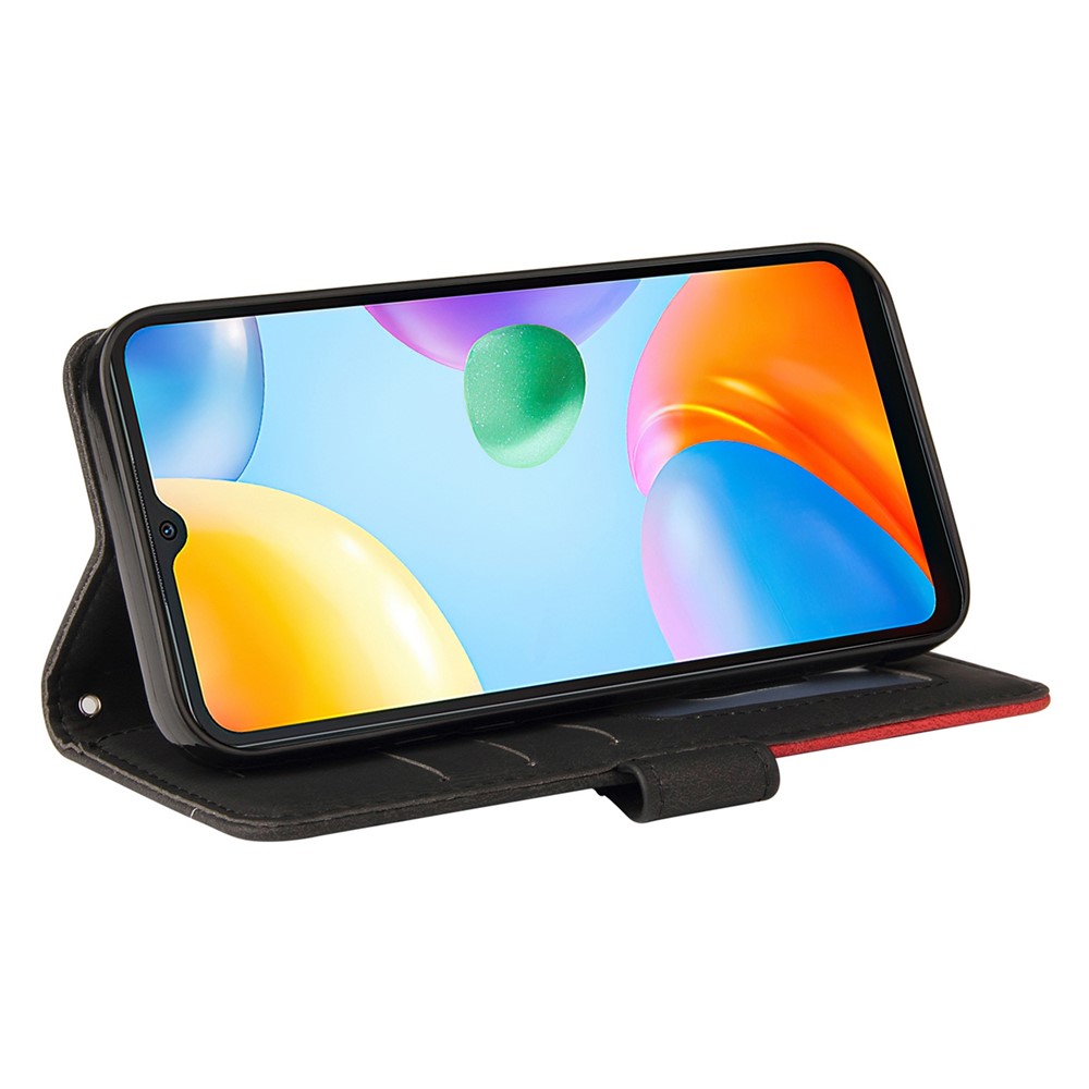For Xiaomi Redmi 10C KT Leather Series-1 Dual-color Splicing PU Leather Wallet Phone Case Stand Shell with Strap - Black-3