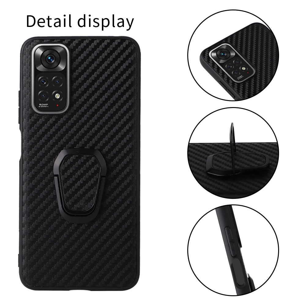 For Xiaomi Redmi Note 11 4G (Qualcomm)/Note 11S 4G Cell Phone Case PU Leather Coated TPU + PC Protector with Ring Kickstand - Marble Texture-4