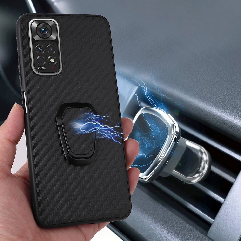 For Xiaomi Redmi Note 11 4G (Qualcomm)/Note 11S 4G Cell Phone Case PU Leather Coated TPU + PC Protector with Ring Kickstand - Marble Texture-9
