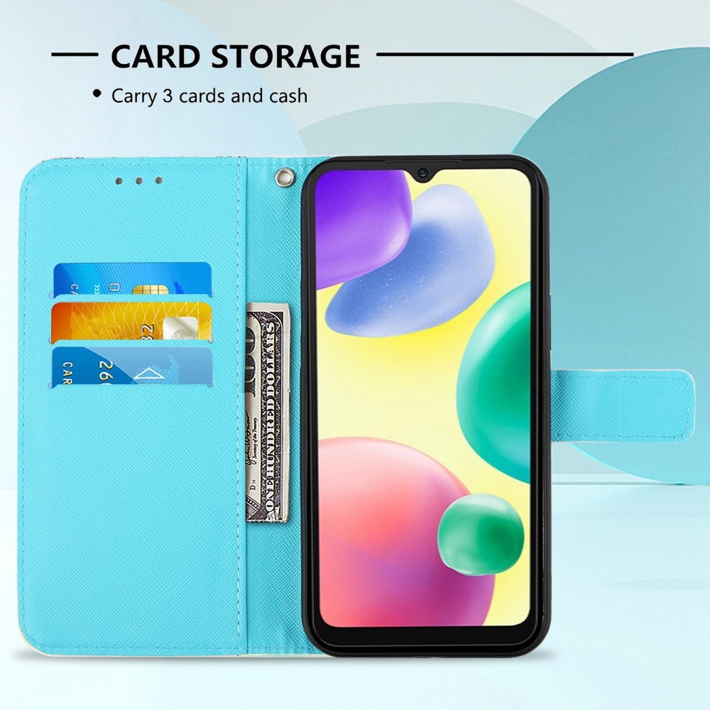 For Xiaomi Redmi 10A YB Pattern Printing Leather Series-2 Anti-fall 3D Pattern PU Leather Case Wallet Stand Wear-resistant Shell with Strap - Grey Owl-3