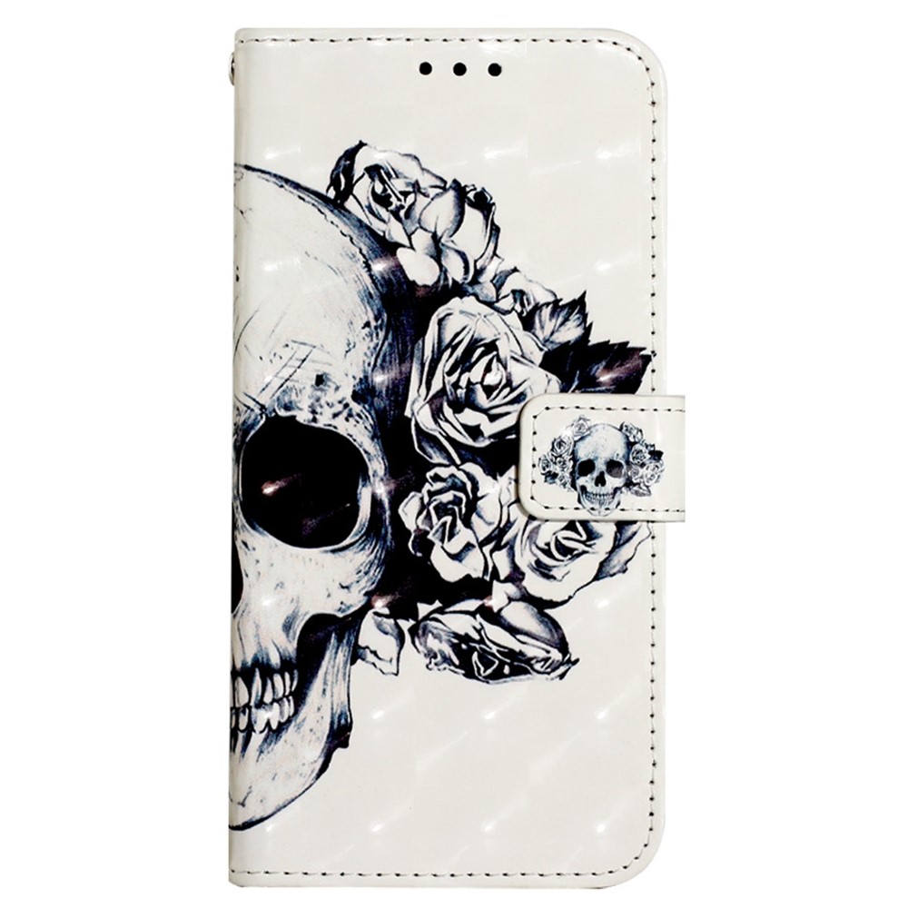 For Xiaomi Redmi 10C 4G/Redmi 10 (India) YB Pattern Printing Leather Series-2 Anti-scratch Drop-proof 3D Pattern Stand PU Leather Case Shell with Wallet - Skull-8
