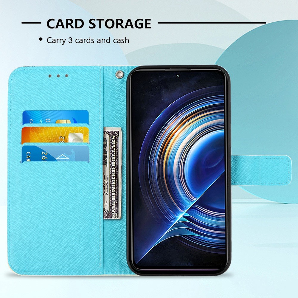 For Xiaomi Redmi K50/K50 Pro YB Pattern Printing Leather Series-2 Anti-drop 3D Pattern PU Leather Case Stand All-inclusive Protection Shell with Wallet - Colorful Wind Chime-3