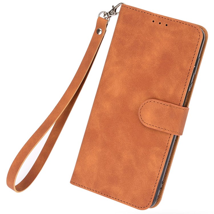 Für Xiaomi 12 Lite Anti-scratch PU Leder Brieftasche Telefon Hülle Magnetische Schließung Haut-touch Feeling Schockdicht Flip Cover - Braun