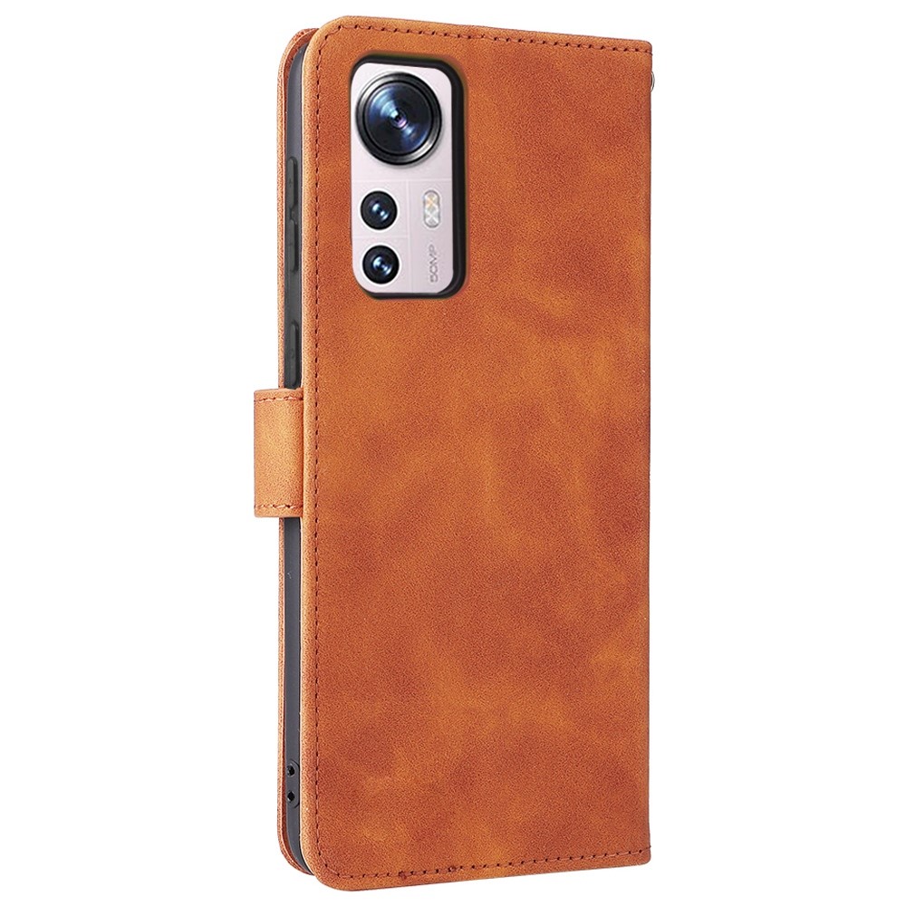 For Xiaomi 12 Lite Anti-scratch PU Leather Wallet Phone Case Stand Magnetic Closure Skin-touch Feeling Shockproof Flip Cover - Brown-8