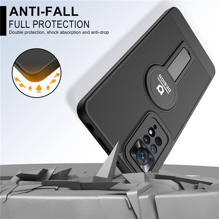 For Xiaomi Redmi Note 11 Pro 4G (MediaTek)/Note 11 Pro 5G (Qualcomm) Multiple Protection Phone Case Anti-fall Cellphone Cover Built-in Magnetic Suction Kickstand - Black-6