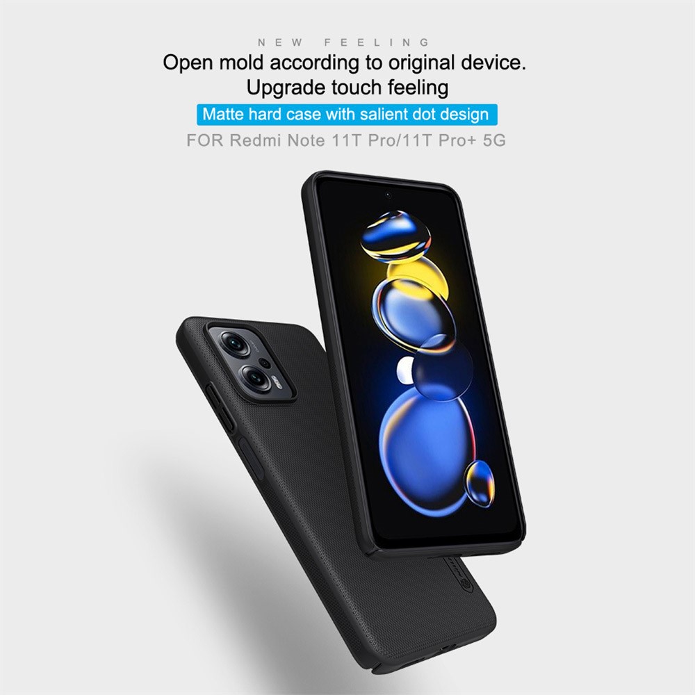NILLKIN for Xiaomi Redmi Note 11T Pro 5G/Note 11T Pro+ 5G Frosted Shield Case Scratch-Resistant Hard PC Matte Cover - Black-14