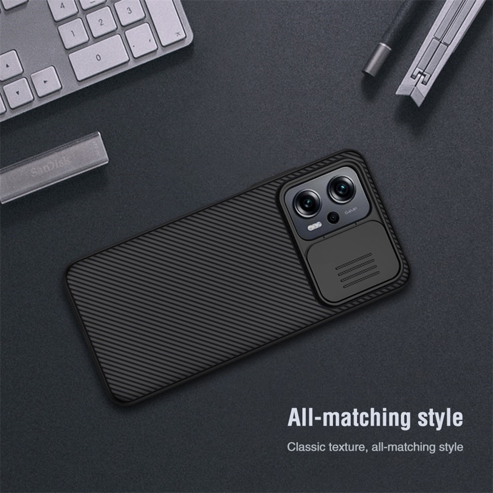 NILLKIN for Xiaomi Redmi Note 11T Pro 5G/Note 11T Pro+ 5G CamShield Hard PC Case Twill Texture Back Shell with Slide Camera Lens Cover- Black-11