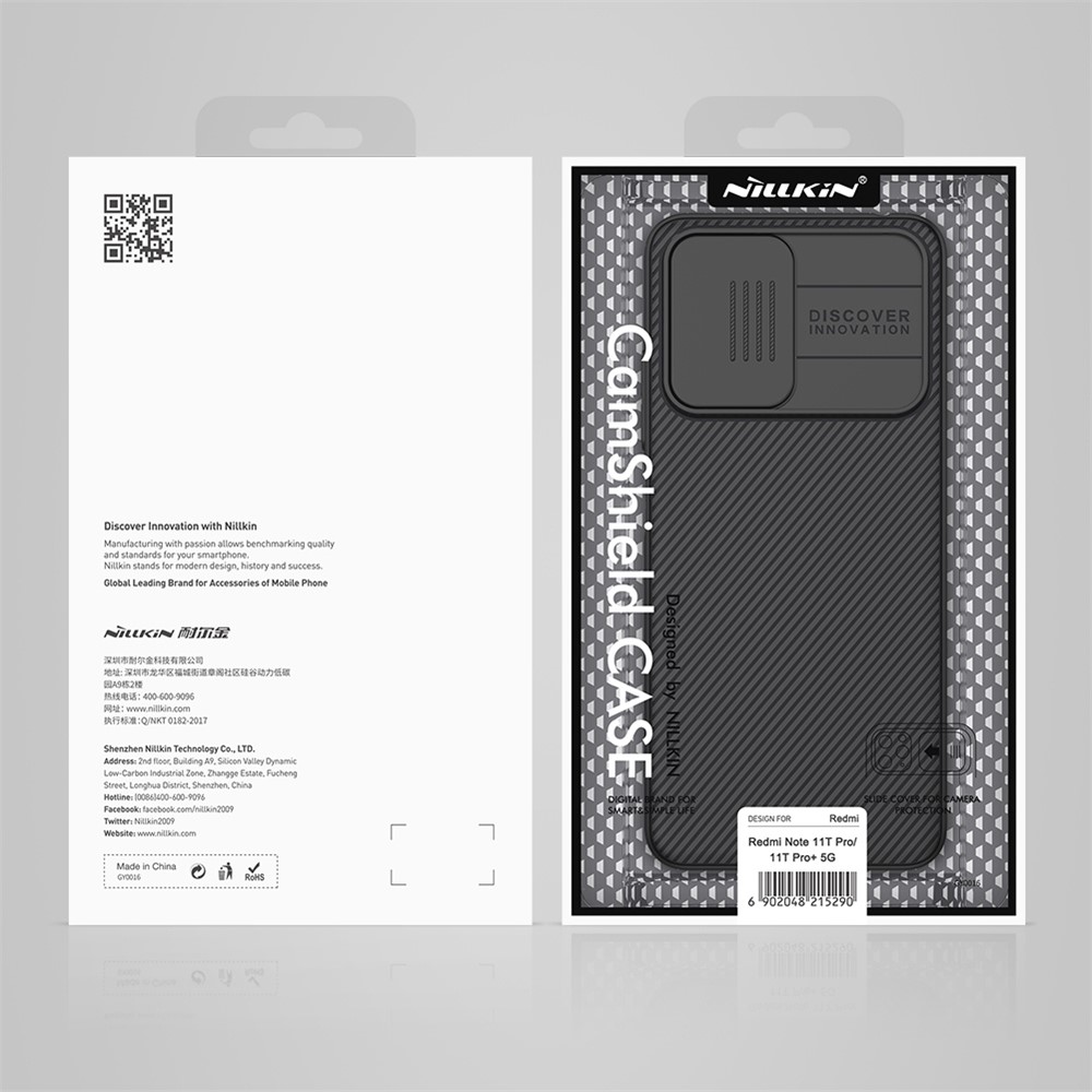 NILLKIN for Xiaomi Redmi Note 11T Pro 5G/Note 11T Pro+ 5G CamShield Hard PC Case Twill Texture Back Shell with Slide Camera Lens Cover- Black-14