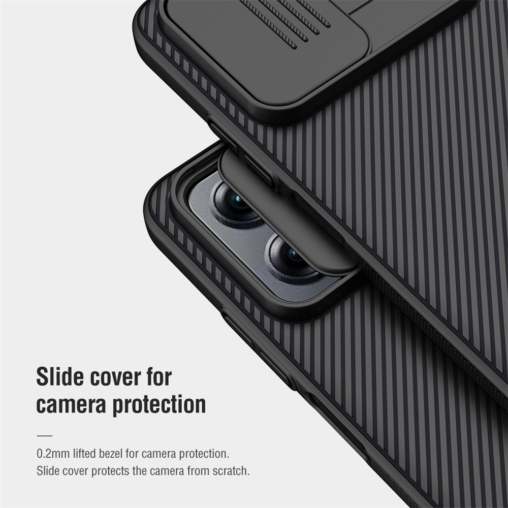 NILLKIN for Xiaomi Redmi Note 11T Pro 5G/Note 11T Pro+ 5G CamShield Hard PC Case Twill Texture Back Shell with Slide Camera Lens Cover- Black-4
