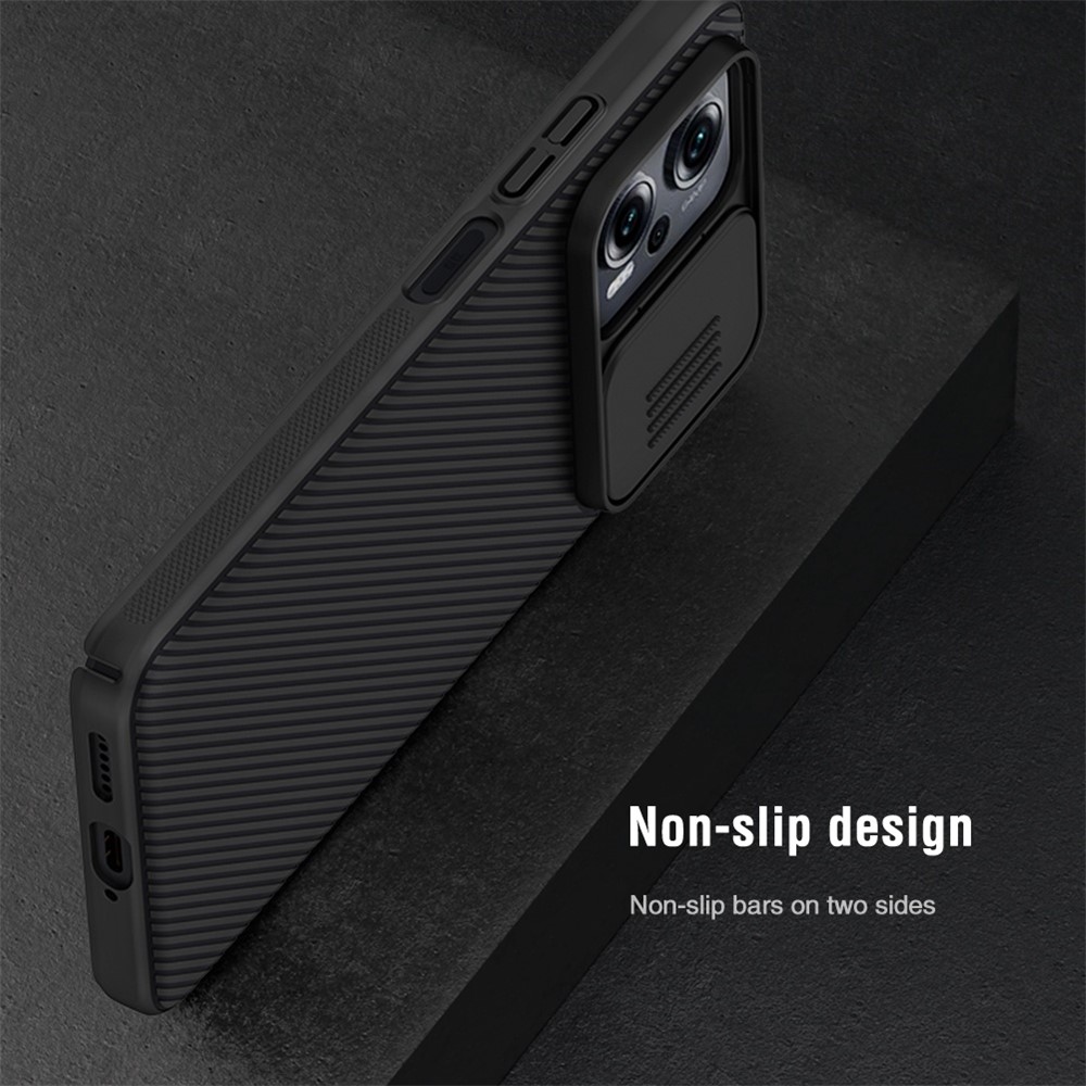 NILLKIN for Xiaomi Redmi Note 11T Pro 5G/Note 11T Pro+ 5G CamShield Hard PC Case Twill Texture Back Shell with Slide Camera Lens Cover- Black-7