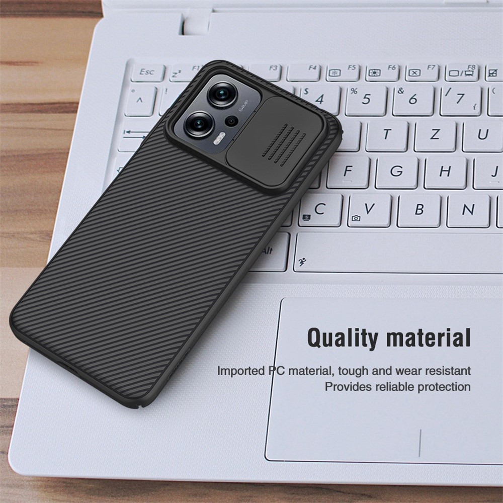 NILLKIN for Xiaomi Redmi Note 11T Pro 5G/Note 11T Pro+ 5G CamShield Hard PC Case Twill Texture Back Shell with Slide Camera Lens Cover- Black-9