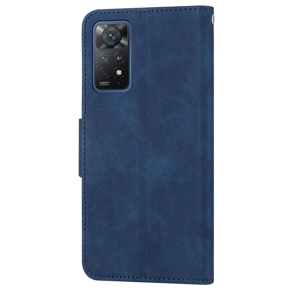 For Xiaomi Redmi Note 11 Pro 4G (MediaTek) Anti-fall Solid Color Leather Phone Case Viewing Stand Protective Wear-resistant Phone Cover - Blue-9