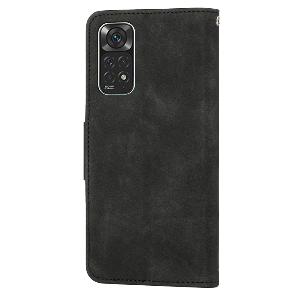 For Xiaomi Redmi Note 11 4G (Qualcomm)/Redmi Note 11S 4G Solid Color PU Leather Handbag Magnetic Closure Stand Wallet Phone Case with Wrist Strap - Black-9