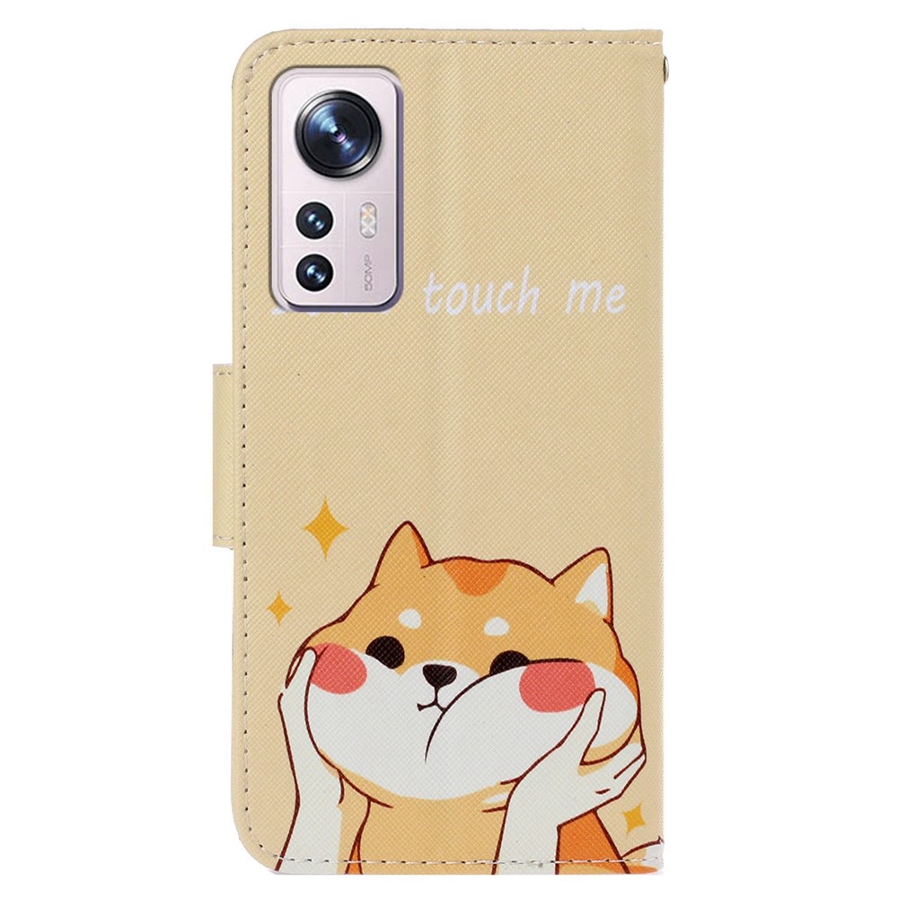 Pattern Printing PU Leather Phone Cover for Xiaomi 12 Lite 5G, Wallet Stand Cross Texture Case with Strap - Akita Dog-8