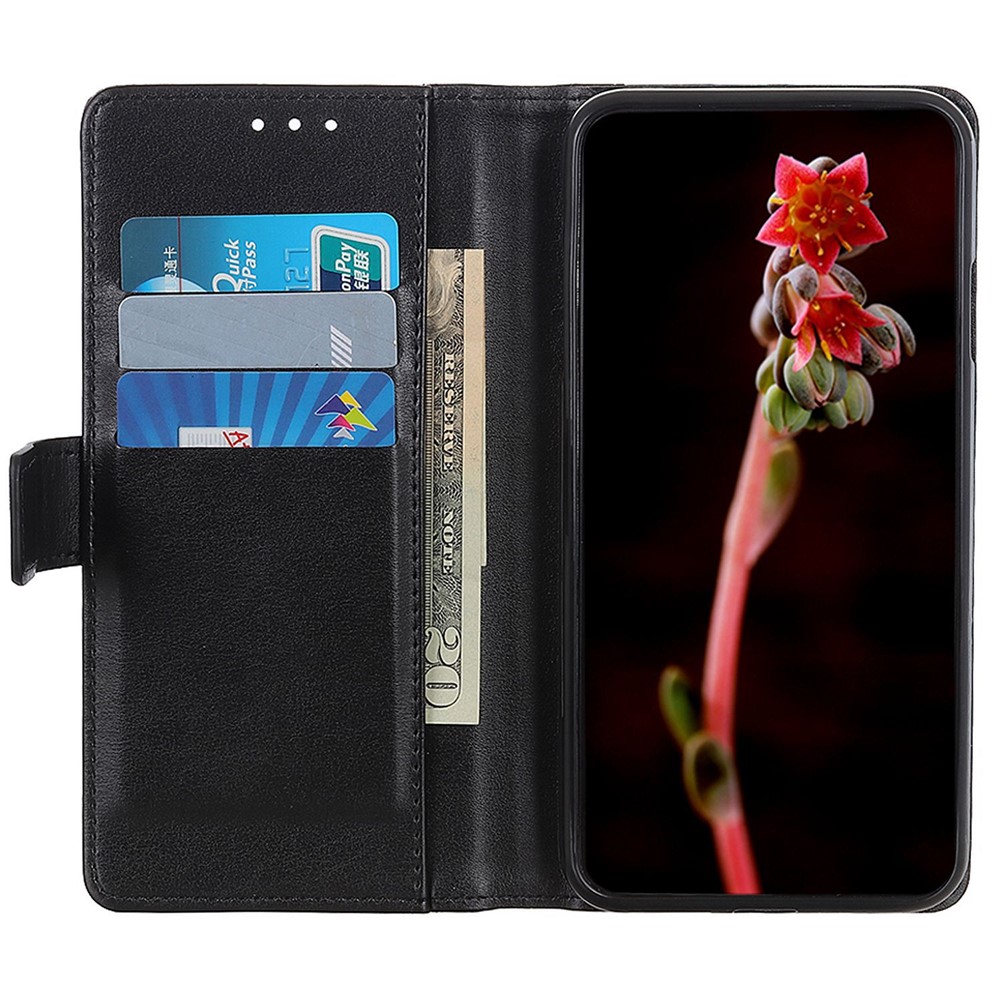 For Xiaomi Redmi Note 11T Pro 5G Smooth Textured PU Leather Stand Case All-round Protection Wallet Phone Cover - Black-2