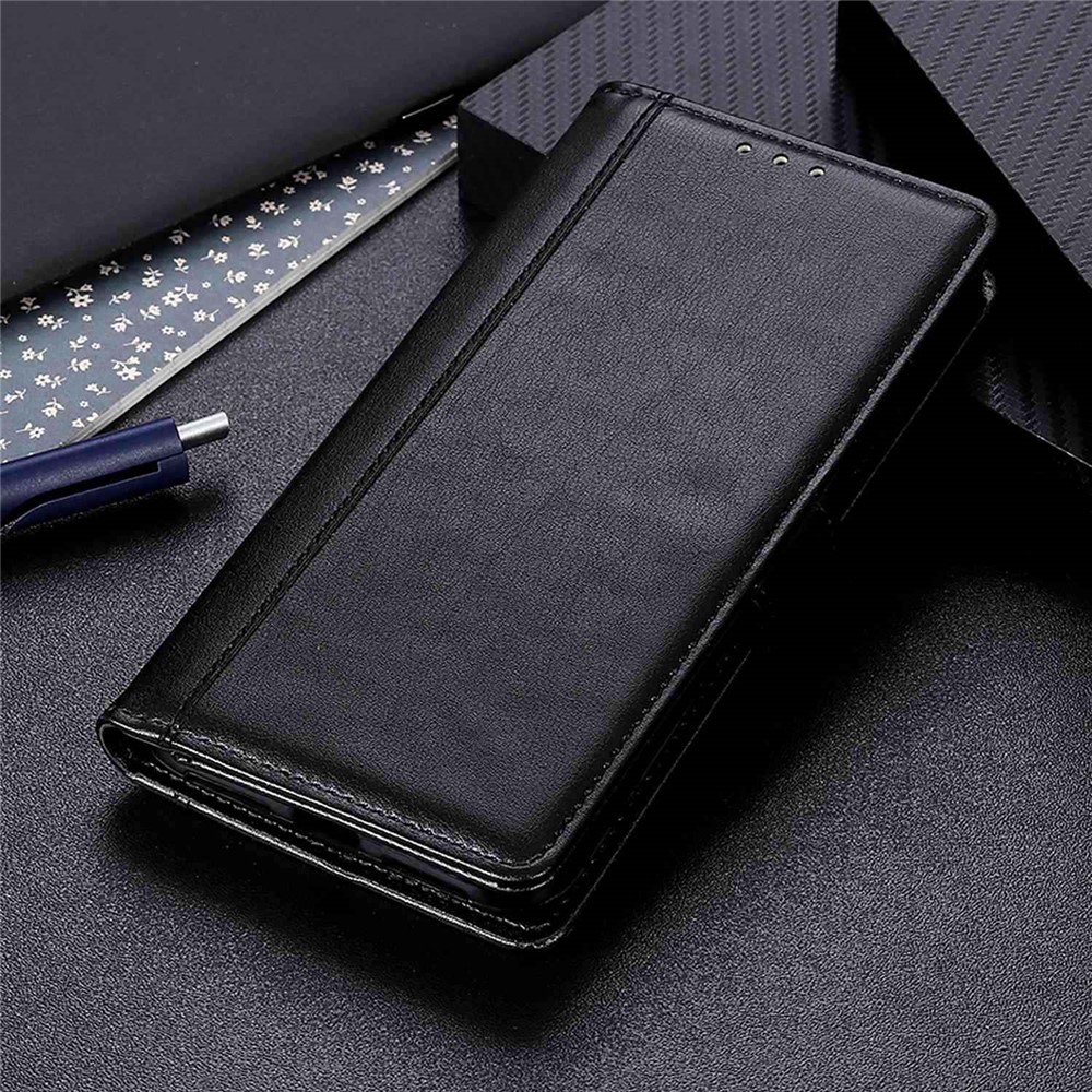 For Xiaomi Redmi Note 11T Pro 5G Smooth Textured PU Leather Stand Case All-round Protection Wallet Phone Cover - Black-6