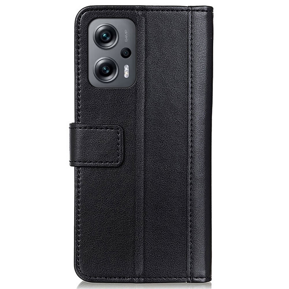 For Xiaomi Redmi Note 11T Pro 5G Smooth Textured PU Leather Stand Case All-round Protection Wallet Phone Cover - Black-8