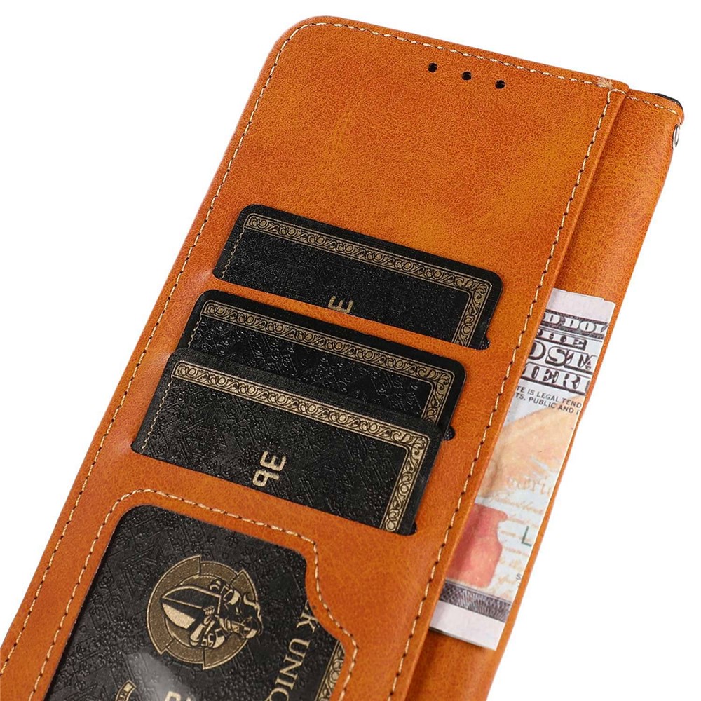KHAZNEH for Xiaomi Redmi Note 11T Pro 5G Shockproof PU Leather Wallet Phone Case Viewing Stand Golden Magnetic Buckle Protect Flip Cover - Black-4
