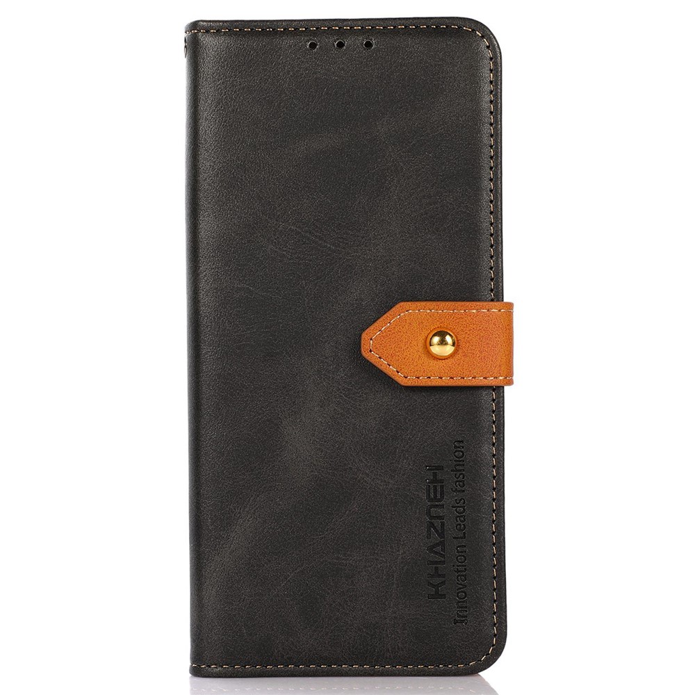 KHAZNEH for Xiaomi Redmi Note 11T Pro 5G Shockproof PU Leather Wallet Phone Case Viewing Stand Golden Magnetic Buckle Protect Flip Cover - Black-7