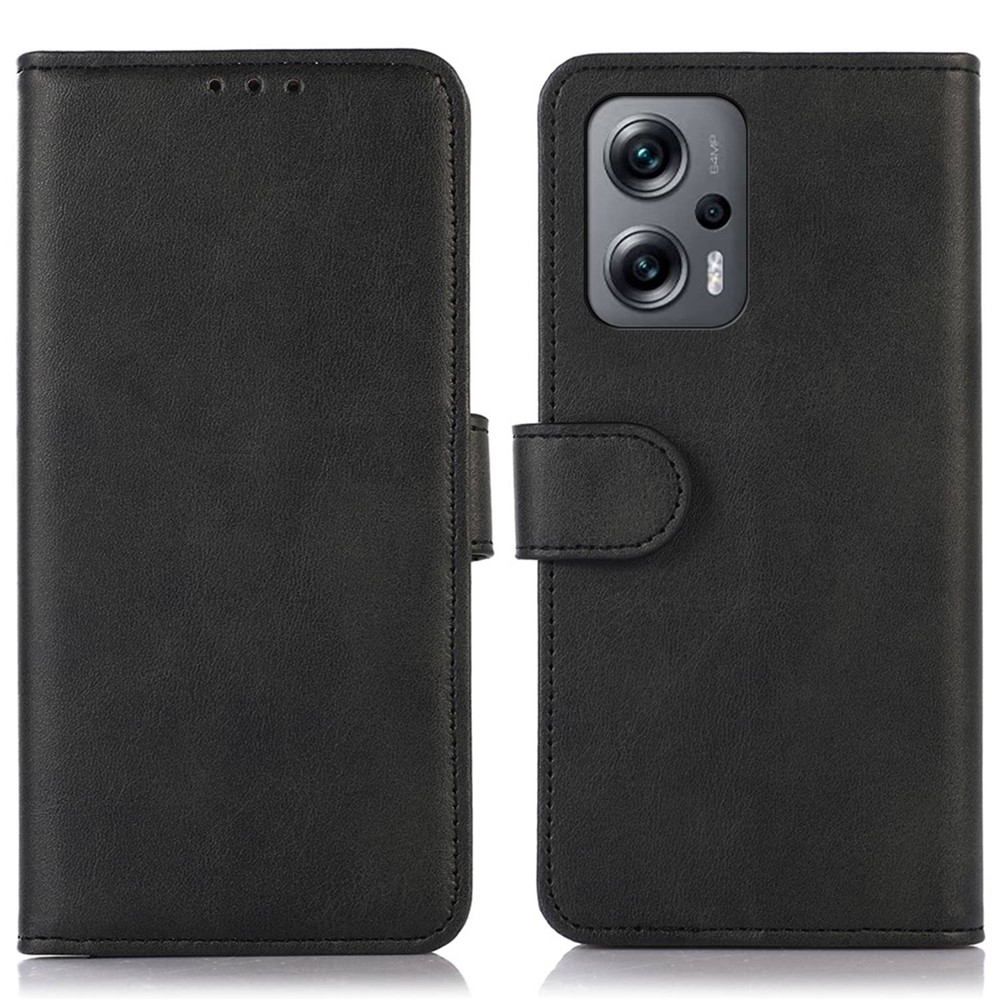 For Xiaomi Redmi Note 11T Pro 5G Shockproof Textured PU Leather Anti-drop Folio Flip Phone Case Wallet Full Protection Cover Stand Card Holder - Black-1