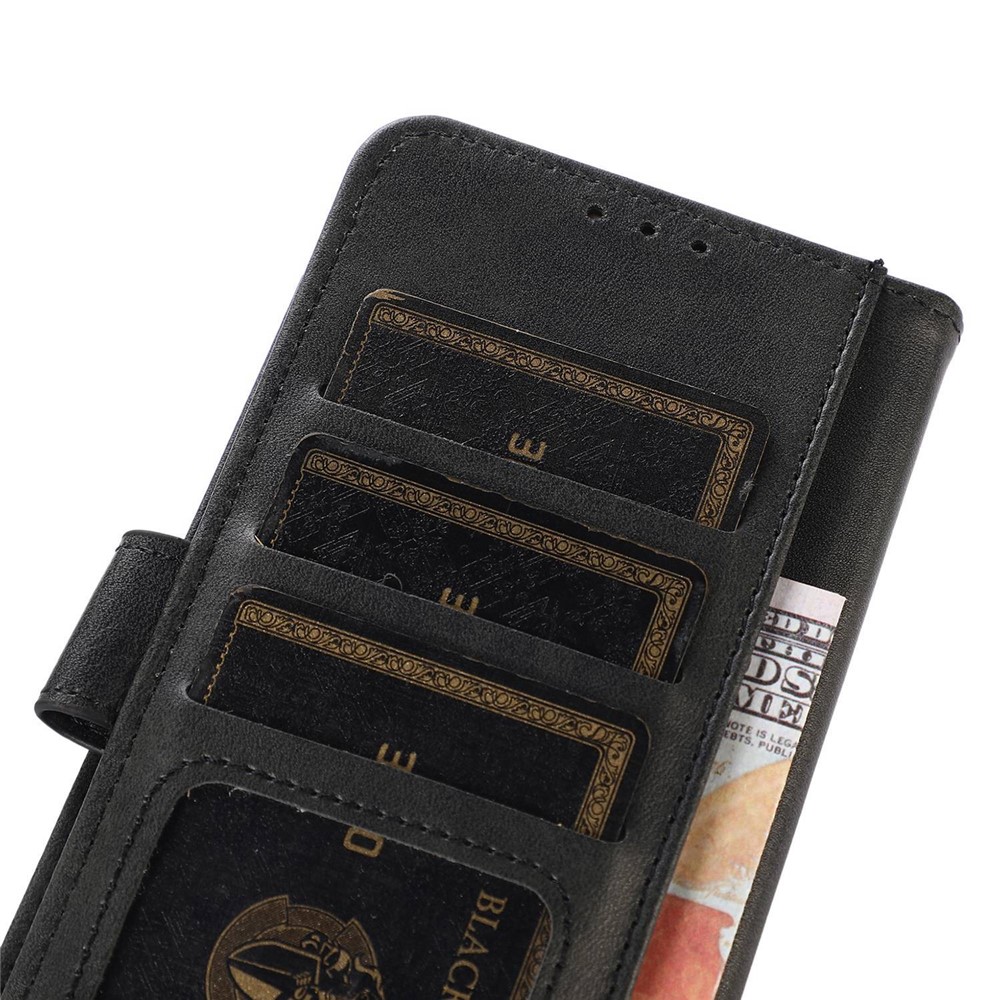 For Xiaomi Redmi Note 11T Pro 5G Shockproof Textured PU Leather Anti-drop Folio Flip Phone Case Wallet Full Protection Cover Stand Card Holder - Black-4