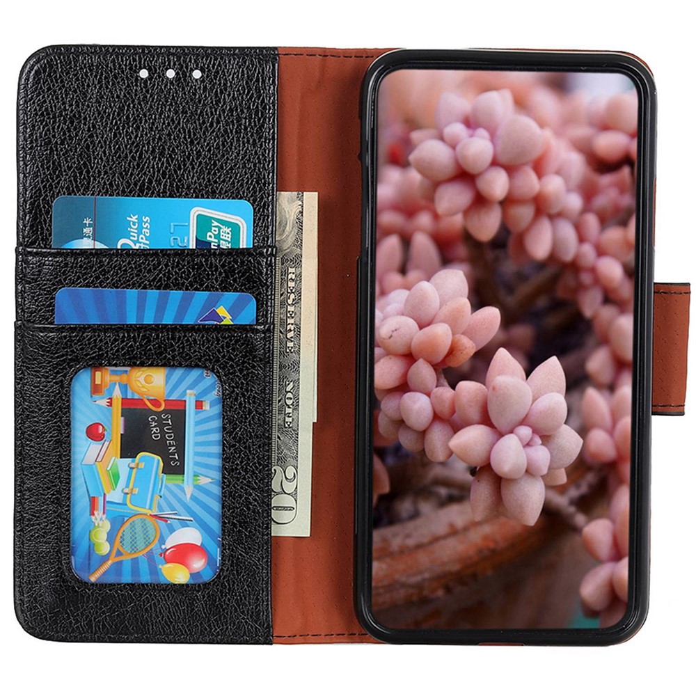 For Xiaomi Redmi Note 11T Pro 5G Shockproof Nappa Texture Phone Wallet Flip Cover Split Leather Magnetic Closure Stand Folio Full Protection Case - Black-2