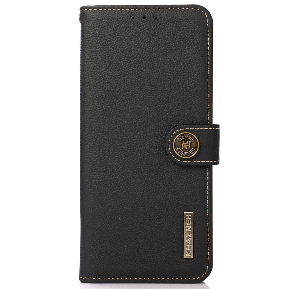KHAZNEH For Xiaomi Redmi Note 11T Pro 5G Magnetic Genuine Leather Protective Wallet Anti-scratch Flip Phone Case RFID Blocking Shockproof TPU Stand Cover - Black-7