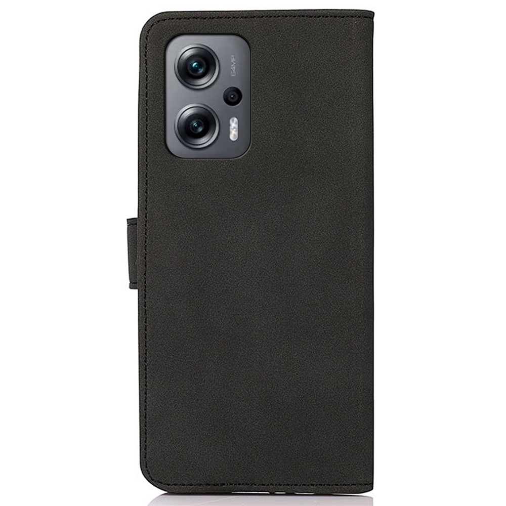 KHAZNEH for Xiaomi Redmi Note 11T Pro 5G Full Covering Textured PU Leather Folio Book Case Stand Anti-fall Flip Wallet Drop-proof Phone Cover - Black-8