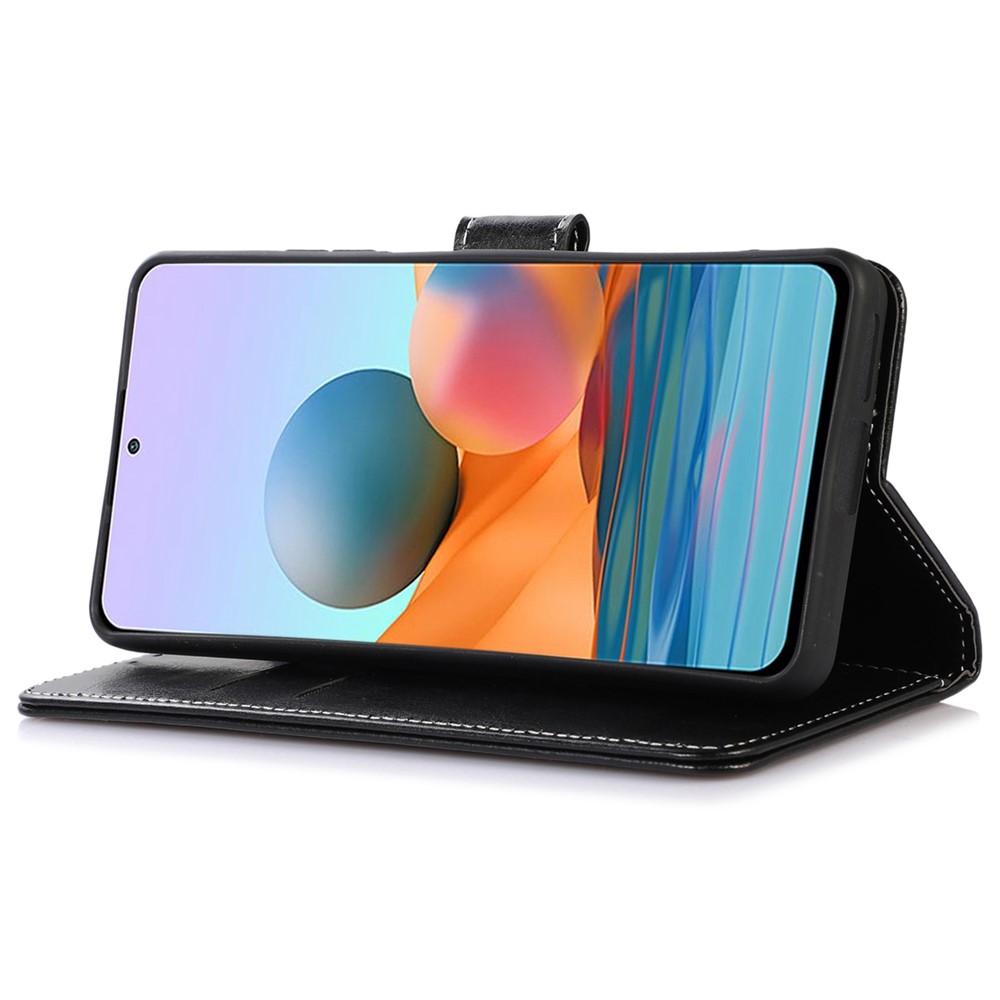 For Xiaomi Redmi Note 11T Pro 5G Anti-fall Crazy Horse Texture PU Leather Wallet Flip Case Magnetic Closure Stand Full Protection Cover - Black-3