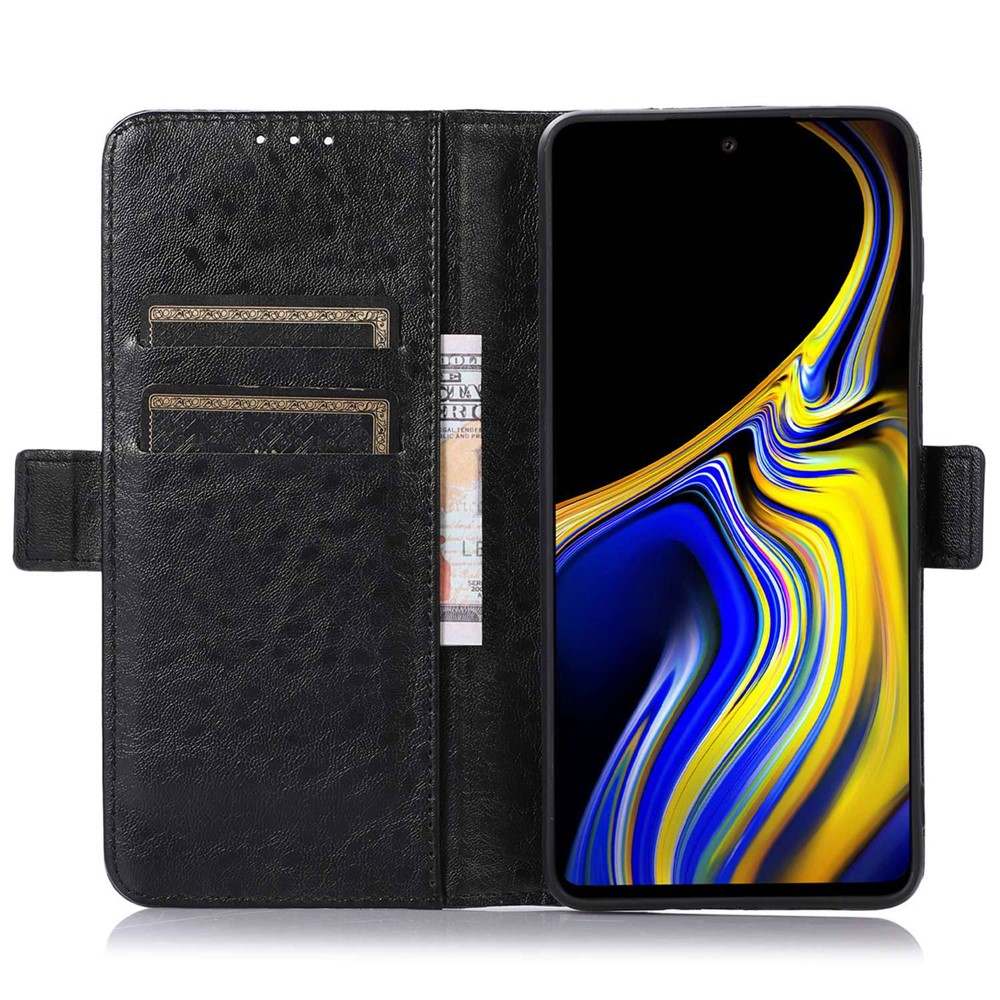 For Xiaomi Redmi Note 11T Pro 5G Crazy Horse Texture PU Leather Stand Wallet Case Dual Magnetic Clasp Folio Flip Phone Cover - Black-2