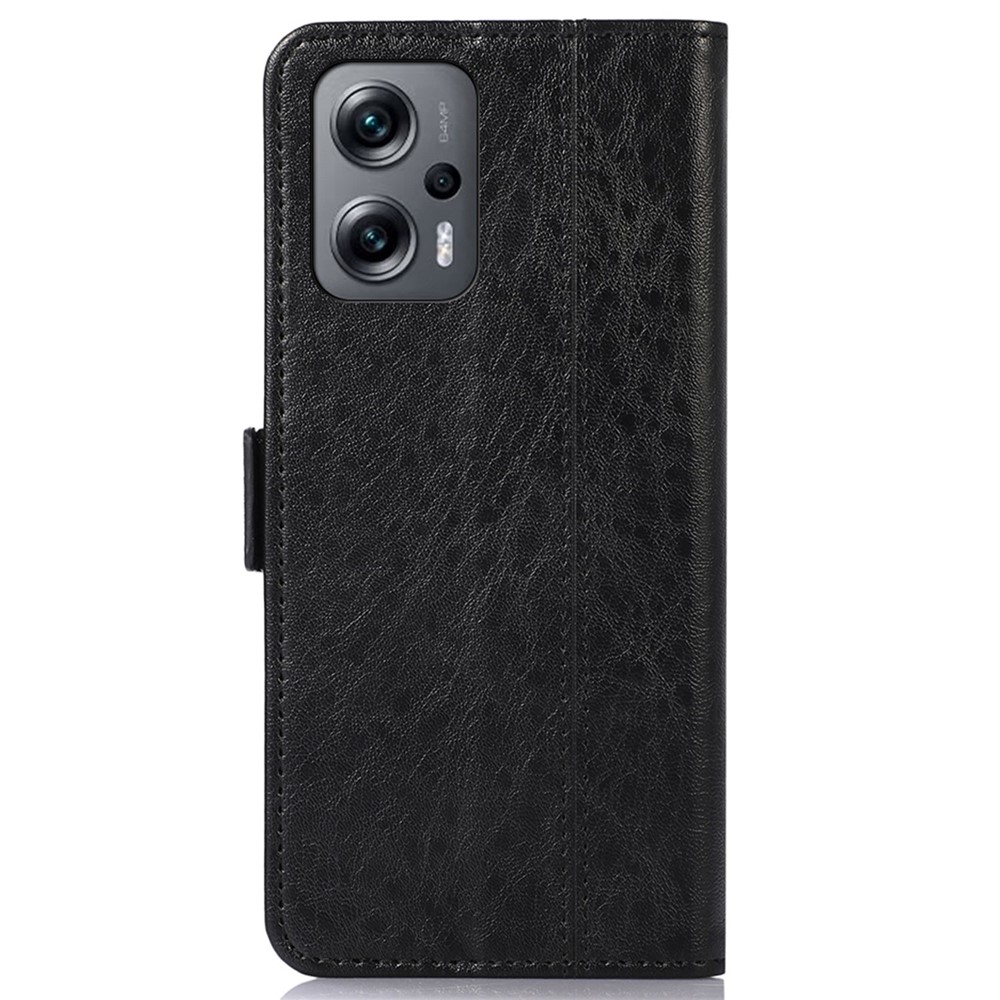 For Xiaomi Redmi Note 11T Pro 5G Crazy Horse Texture PU Leather Stand Wallet Case Dual Magnetic Clasp Folio Flip Phone Cover - Black-8