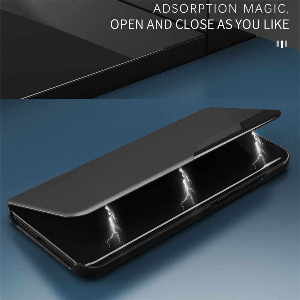 For Xiaomi Poco F4 GT 5G/Redmi K50 Gaming Clear View Window Wear-resistant Leather Phone Case Stand Anti-fall Magnetic Auto Closing Shell - Black-2