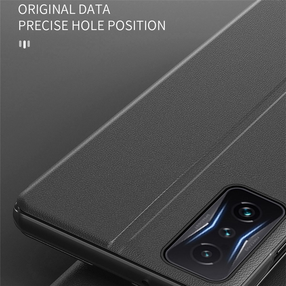 For Xiaomi Poco F4 GT 5G/Redmi K50 Gaming Clear View Window Wear-resistant Leather Phone Case Stand Anti-fall Magnetic Auto Closing Shell - Black-4
