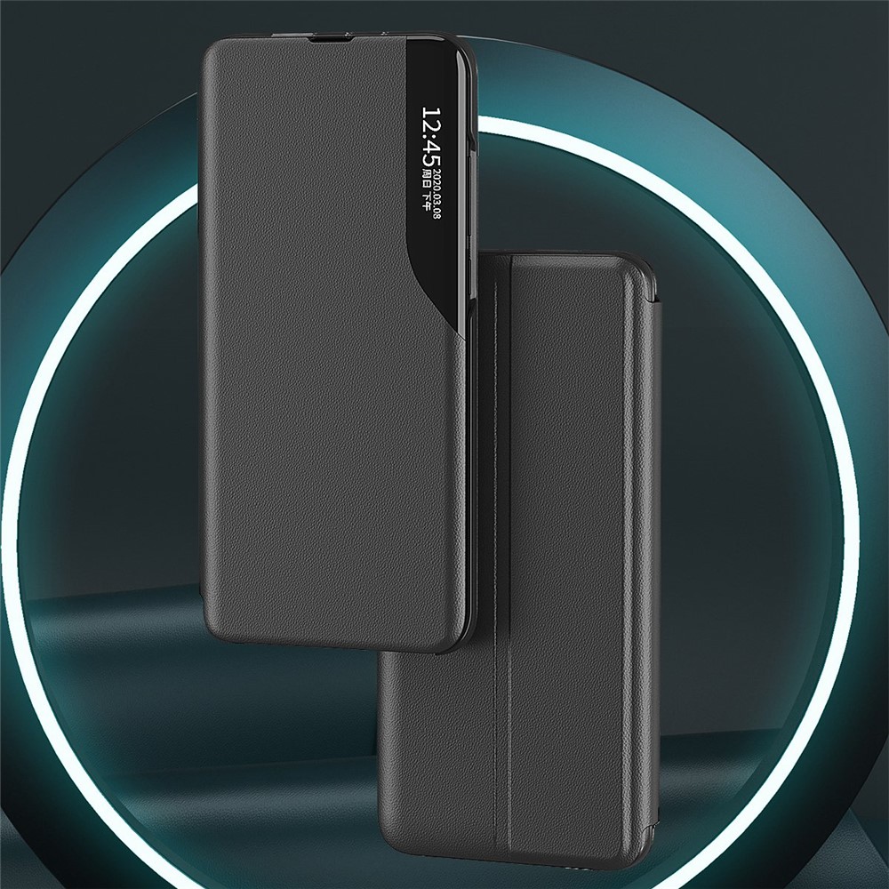 For Xiaomi Poco F4 GT 5G/Redmi K50 Gaming Clear View Window Wear-resistant Leather Phone Case Stand Anti-fall Magnetic Auto Closing Shell - Black-6