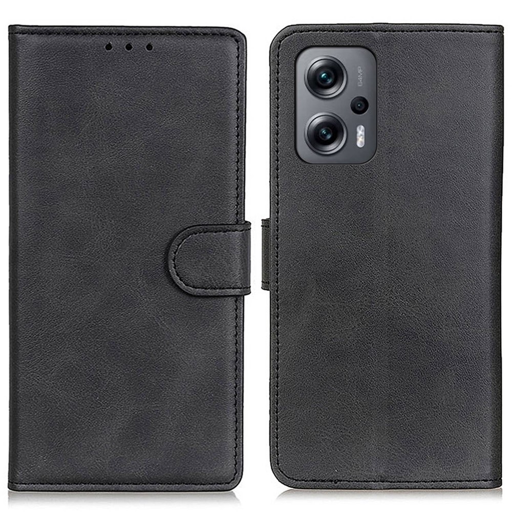 For Xiaomi Redmi Note 11T Pro 5G Anti-scratch PU Leather Phone Flip Wallet Case Stand Full Coverage Drop-proof Cover - Black-1