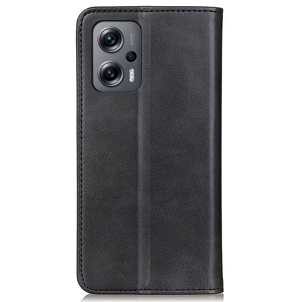 For Xiaomi Redmi Note 11T Pro 5G Drop-proof Split Leather Full Protective Folio Case Stand Hidden Magnetic Adsorption Flip Wallet Cover - Black-8
