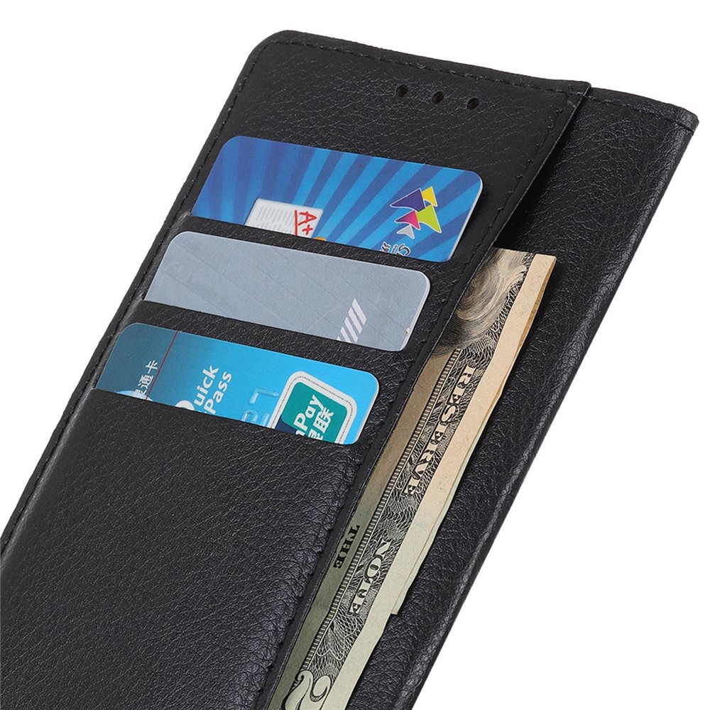 For Xiaomi Redmi Note 11T Pro 5G Litchi Texture Wallet Flip Case Full Protection PU Leather Stand Shockproof TPU Protective Shell - Black-4