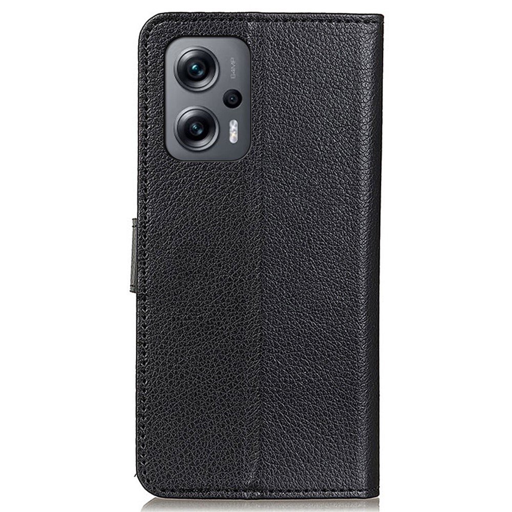 For Xiaomi Redmi Note 11T Pro 5G Litchi Texture Wallet Flip Case Full Protection PU Leather Stand Shockproof TPU Protective Shell - Black-8