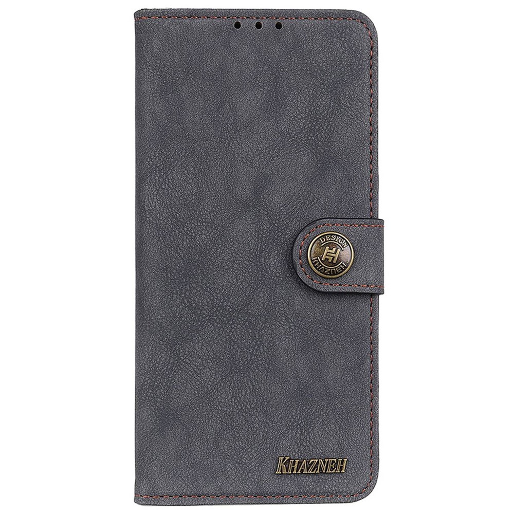KHAZHEN For Xiaomi Redmi Note 11T Pro 5G Retro Texture Split Leather Stand Flip Folio Case Stitching Line Magnetic Protect Wallet Phone Cover - Black-7