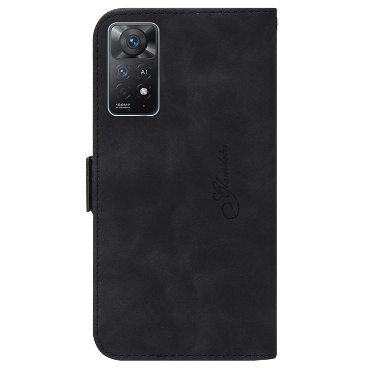 For Xiaomi Redmi Note 11 Pro 5G (Qualcomm)/Note 11 Pro 4G (MediaTek) Wallet Style RFID Blocking Geometric Lines Imprinted Case Magnetic Folio Flip Phone Cover with Stand - Black-11