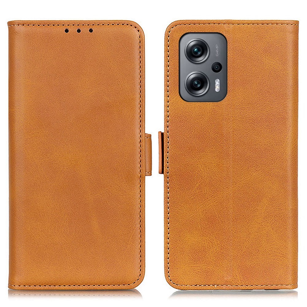 For Xiaomi Redmi Note 11T Pro 5G Anti-fall PU Leather Phone Case Wallet Magnetic Clasp Stand Scratch-resistant Protective Shell Flip Cover - Yellow-1