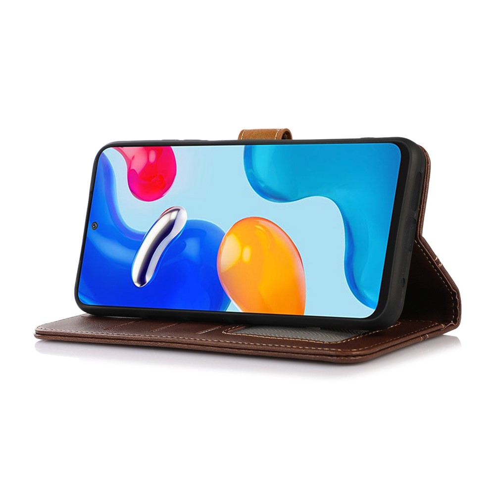 For Xiaomi Redmi Note 11T Pro 5G Drop-proof Phone Wallet Case Wear-resistant PU Leather Magnetic Folio Flip Cover Stand with Card Holder - Coffee-3