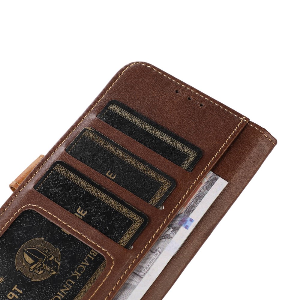 For Xiaomi Redmi Note 11T Pro 5G Drop-proof Phone Wallet Case Wear-resistant PU Leather Magnetic Folio Flip Cover Stand with Card Holder - Coffee-4