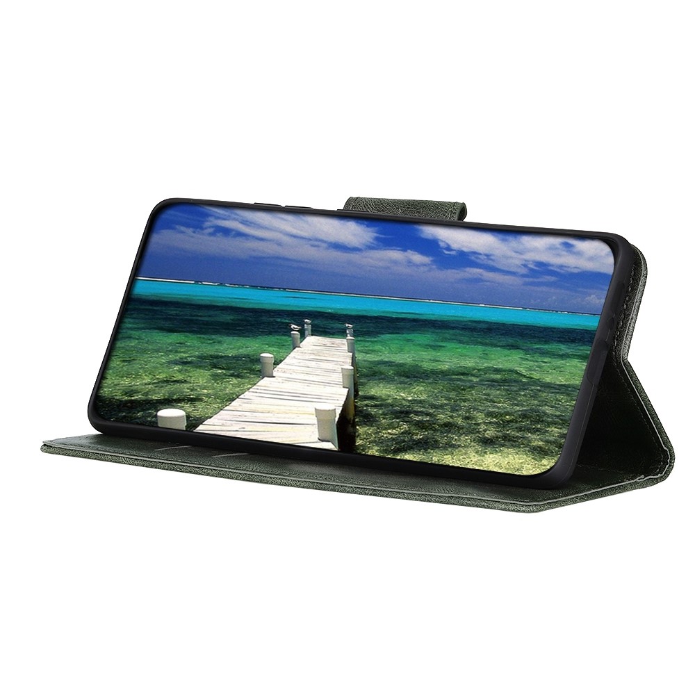 For Xiaomi Redmi Note 11T Pro 5G Anti-fall Crazy Horse Texture Wallet Flip Cover PU Leather Magnetic Closure Stand Full Covering Folio Case - Blackish Green-3