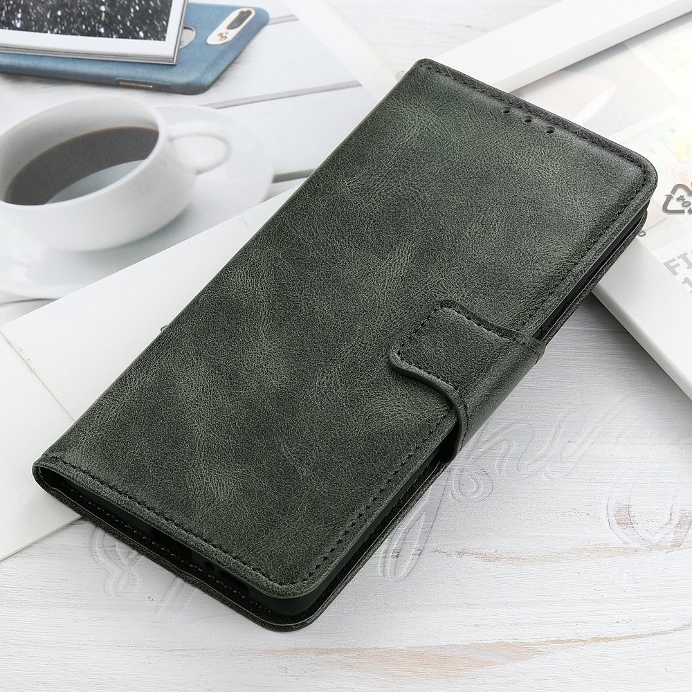For Xiaomi Redmi Note 11T Pro 5G Anti-fall Crazy Horse Texture Wallet Flip Cover PU Leather Magnetic Closure Stand Full Covering Folio Case - Blackish Green-6