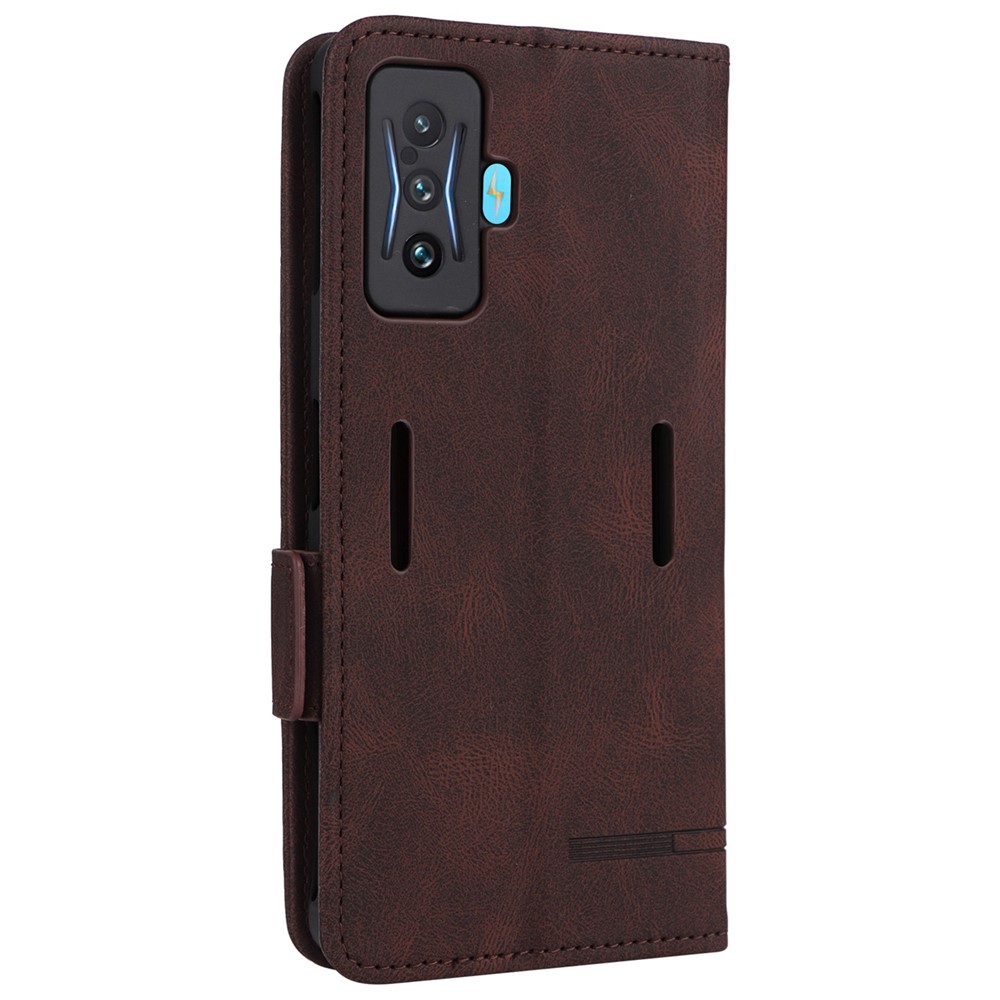 For Xiaomi Poco F4 GT/Redmi K50 Gaming PU Leather Side Magnetic Clasp Case Wallet Stand Hardware Design Phone Cover - Coffee-10